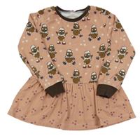 Ružové bavlnené šaty s hviezdičkami a postavičkami