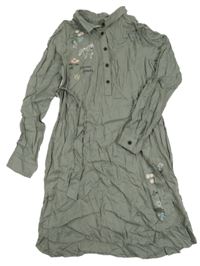 Khaki košeľové prepínaci ľahké šaty s jednorožcom H&M