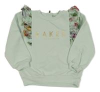 Mátová mikina s volány a nápisem Baker