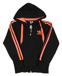 Černo-růžová propínací mikina s logem a kapucí Adidas