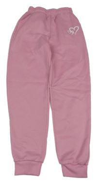 Svetloružové cuff tepláky so srdiečkami