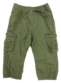 Khaki plátenné cargo cuff nohavice Primark