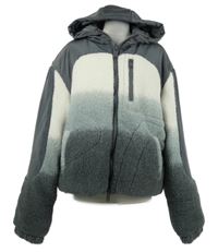 Nové - Dámska sivo-biela buklé/šusťáková zateplená bunda s kapucňou Boohoo