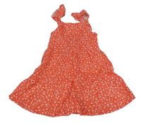 Červené kvetované plátenné šaty Primark