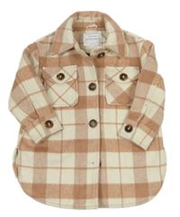 Starorůžovo-smotanová kockovaná košeľová bunda Primark