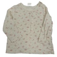 Biele bodkovaná é tričko s kvietkami zn. H&M