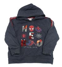 Tmavomodrošedá mikina so Spidermanem, flitre a kapucňou Marvel