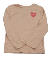 Světlerůžové žebrované triko se srdíčkem F&F