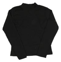 Čierne rebrované tričko so stojačikom