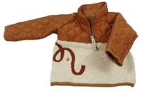 Rezavo-smotanová šusťákovo/huňatá ľahká zateplená bunda