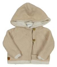 Béžový propínací svetr s kapucí 