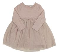 Světlerůžové pleteno/tylové šaty Primark