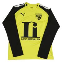 Žluto-černý fotbalový funkční dres s logem a číslem Puma 
