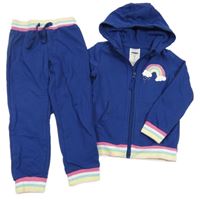2set - Tmavomodrá propínací mikina s duhou a kapucí + tepláky Lily & Dan