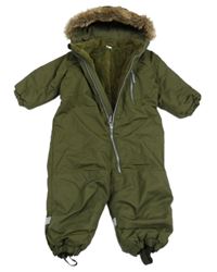 Khaki šusťáková zimní kombinéza s kapucí H&M