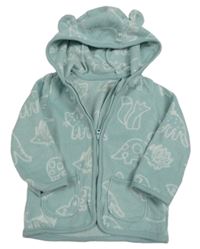 Svetlomodrá fleecová prepínaci mikina s dinosaurami a kapucňou George