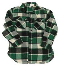 Zeleno-čierno-biela kockovaná košeľová bunda Lindex