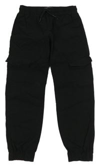 Černé plátěné cuff kalhoty s kapsami Denim Co.