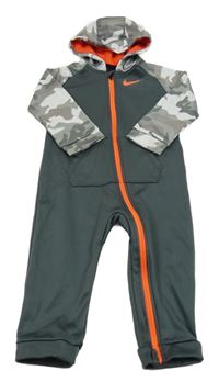 Bielo-army-tmavosivá tepláková thermo kombinéza s kapucňou Nike