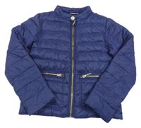 Tmavomodrá šusťáková prošívaná lehká zateplená bunda Next