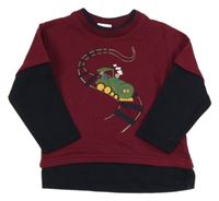 Vínovo-tmavomodrá mikina s vlakem Kiki&Koko