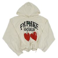 Smotanová crop mikina a nápisom a kapucňou