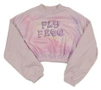 Svetloružová batikovaná crop mikina s nápisom H&M