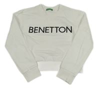 Biela crop mikina s nápisom Benetton