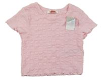 Nové - Svetloružové vzorované crop tričko Primark