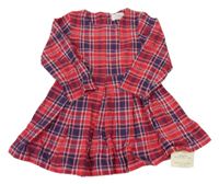 Červeno-tmavomodro-biele kockované šaty Mothercare