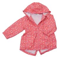Ružová bodkovaná á šušťáková jesenná parka s kapucňou Ergee