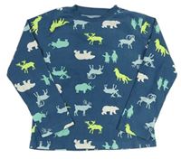 Modré fleecové pyžamové tričko so zvieratkami F&F