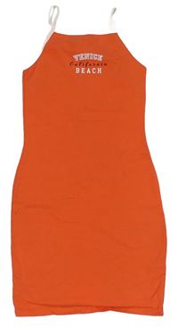 Oranžové šaty s nápisom New Look