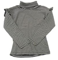 Čierno-biele pruhované rebrované tričko s rolákom Tu