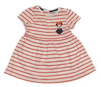 Bielo-oranžové pruhované bavlnené šaty s Minnií H&M