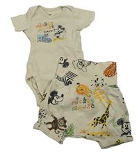 2set - Béžové body s Mickeym + kraťasy H&M