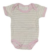 Bielo-ružovo-sivé pruhované body Krisx Kids
