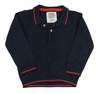 Tmavomodrý polo sveter s prúžkami F&F