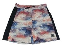 Růžovo-modro-černé vzorované sportovní funkční kraťasy Abercrombie&Fitch