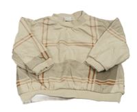 Béžovo-hnedá kockovaná oversize mikina H&M