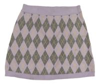 Lila-sivá kockovaná pletená sukňa Primark