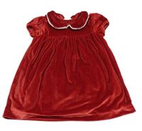 Červené zamatové šaty s golierikom M&S