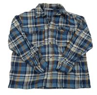 Modro-tmavmodro-šedá kostkovaná flanelová košile H&M