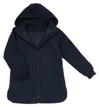 Tmavomodrá šusťákovo/softshellová zateplená bunda s odepínací kapucí Name it