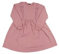 Růžové teplákové šaty s volánky George 