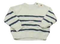 Bielo-tmavomodrý pruhovaný oversize sveter Dunnes