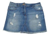 Modrá rifľová sukňa s vyšúchaním Next