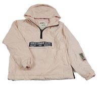 Světlerůžová šusťáková zateplená bunda s kapucí Page one young