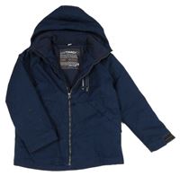 Tmavomodrá šusťáková zimní bunda s kapucí Yigga