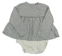 Sivé bavlnené šaty s bielým všitým body BellyButton